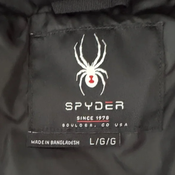 Spyder Men's Black and Dark Gray Puffer Jacket - Picture 7 of 7